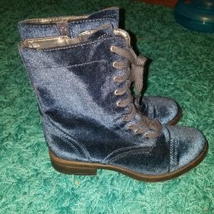 Blue Velvet Boots